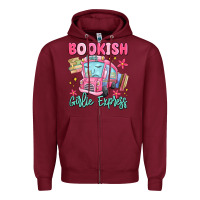 Burgundy bookish girlie express Zipper Hoodie - MaliasSmallBusiness