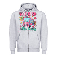 Heather Grey bookish girlie express Zipper Hoodie - MaliasSmallBusiness