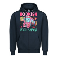 Navy bookish girlie express Zipper Hoodie - MaliasSmallBusiness