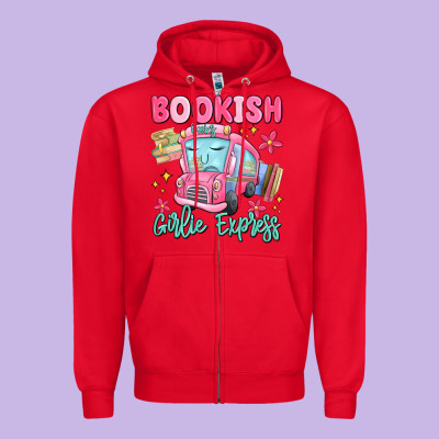 Bookish Girlie Express Zipper Hoodie Designed By Maliassmallbusiness