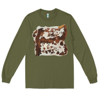 Army Green hand drawn cowhide cow fur Long Sleeve Tee - BarkalooDesign