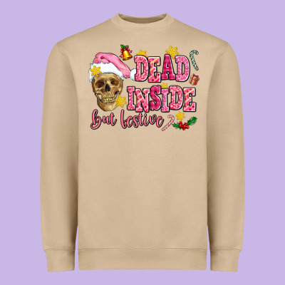 Dead Inside But Festive Heavyweight Sweatshirt Designed By Adodesignshop