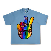 Pebble Blue pride leopard peace hand Urban Heavy Tee - JahusDesignShop