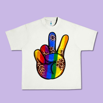 Pride Leopard Peace Hand Urban Heavy Tee Designed By Jahusdesignshop