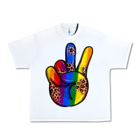 White pride leopard peace hand Urban Heavy Tee - JahusDesignShop