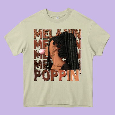 Heavy Core Tee Melanin poppin' afro woman