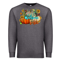 Charcoal Heather Welcome Fall Pumpkins Premium Sweatshirt - BundleAndBundleShop