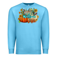 Ocean Blue Welcome Fall Pumpkins Premium Sweatshirt - BundleAndBundleShop