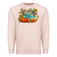 Pale Pink Welcome Fall Pumpkins Premium Sweatshirt - BundleAndBundleShop