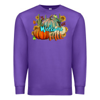 Purple Welcome Fall Pumpkins Premium Sweatshirt - BundleAndBundleShop