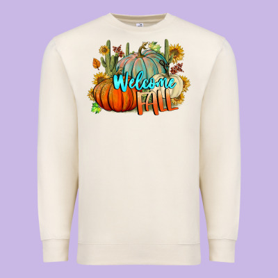 Welcome Fall Pumpkins Premium Sweatshirt Designed By Bundleandbundleshop