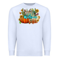 White Welcome Fall Pumpkins Premium Sweatshirt - BundleAndBundleShop