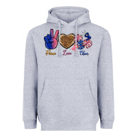 Heather Grey Peace Love Cheer Heavyweight Hoodie - BundleAndBundleShop