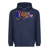 Navy Peace Love Cheer Heavyweight Hoodie - BundleAndBundleShop