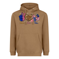 Toasted Coconut Peace Love Cheer Heavyweight Hoodie - BundleAndBundleShop