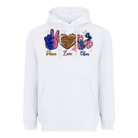 White Peace Love Cheer Heavyweight Hoodie - BundleAndBundleShop