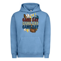 Pigment Pebble Blue Game Day lightning bolt Baseball Urban Hoodie - HowdyJamesFarm