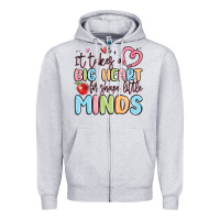 Heather Grey it takes a big heart for shape little minds Zipper Hoodie - MaliasSmallBusiness