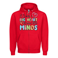 Red it takes a big heart for shape little minds Zipper Hoodie - MaliasSmallBusiness