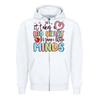 White it takes a big heart for shape little minds Zipper Hoodie - MaliasSmallBusiness