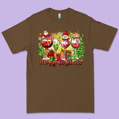 Merry Christmas Wine Glasses Premium Tee Designed By Zillion Design Studio