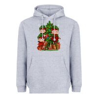 Heather Grey Mimi Elf, Mama Elf, Child Elf Christmas Heavyweight Hoodie - BundleAndBundleShop
