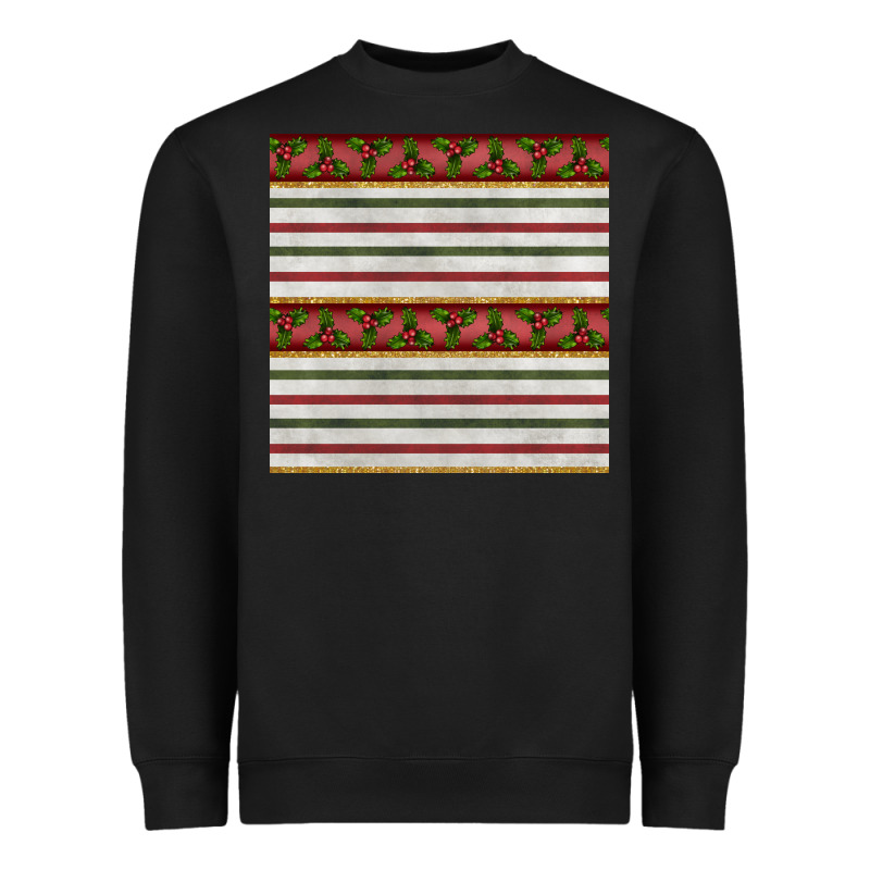 Christmas Mistletoe And Stripes Seamless Pattern Heavyweight Sweatshirt by BundleAndBundleShop | Teevron