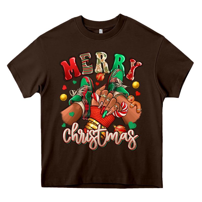 Merry Christmas Black Girl Sneakers Heavy Core Tee by RanaPortraitStore | Teevron
