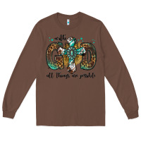 Chestnut with god all things are possible gemstone cross Long Sleeve Tee - Jasminsmagicworld