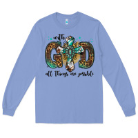 Colony Blue with god all things are possible gemstone cross Long Sleeve Tee - Jasminsmagicworld