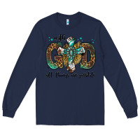 Navy with god all things are possible gemstone cross Long Sleeve Tee - Jasminsmagicworld
