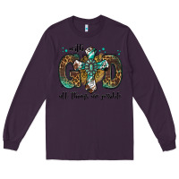 Plum with god all things are possible gemstone cross Long Sleeve Tee - Jasminsmagicworld
