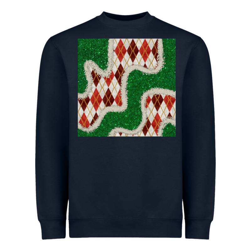 Christmas Diamond Plaid And Green Glitter Seamless Pattern Heavyweight Sweatshirt by BundleAndBundleShop | Teevron