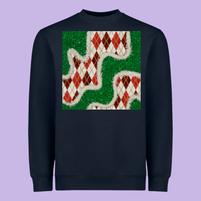 Christmas Diamond Plaid And Green Glitter Seamless Pattern Heavyweight Sweatshirt Designed By Bundleandbundleshop