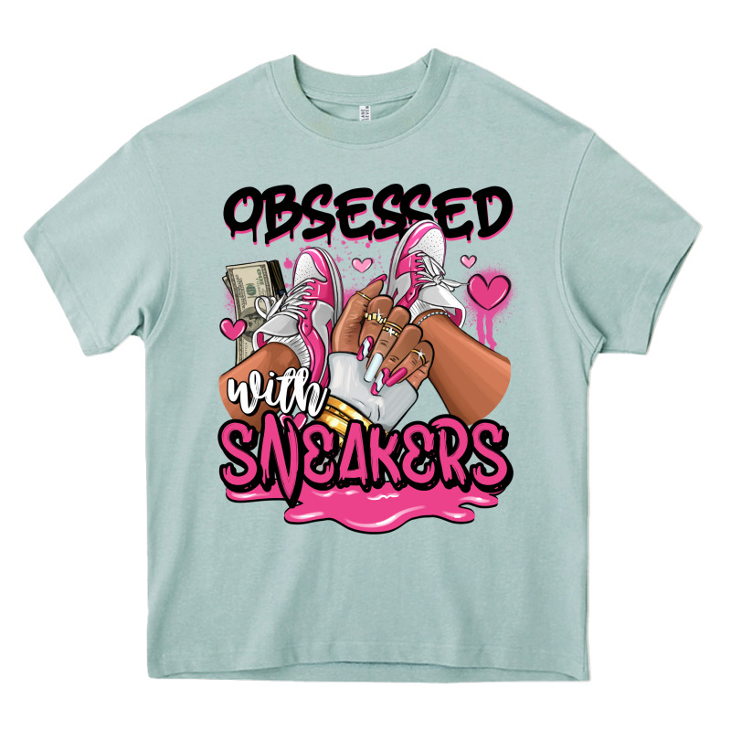Obsessed With Sneakers Pink Afro Woman Heavy Core Tee by RanaPortraitStore | Teevron