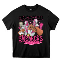 Black Obsessed with sneakers pink afro woman Heavy Core Tee - RanaPortraitStore