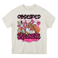 Cream Obsessed with sneakers pink afro woman Heavy Core Tee - RanaPortraitStore