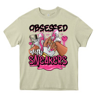 Mossy Obsessed with sneakers pink afro woman Heavy Core Tee - RanaPortraitStore