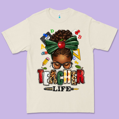 Teacher Life Afro Messy Bun Premium Tee Designed By Texasbilliewilder