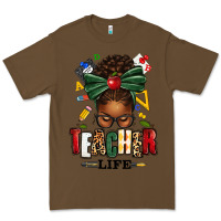 Cacao teacher life afro messy bun Premium Tee - texasbilliewilder