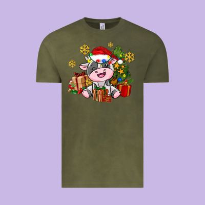 Little Cute Christmas Cow Vintage Tee Designed By Adodesignshop