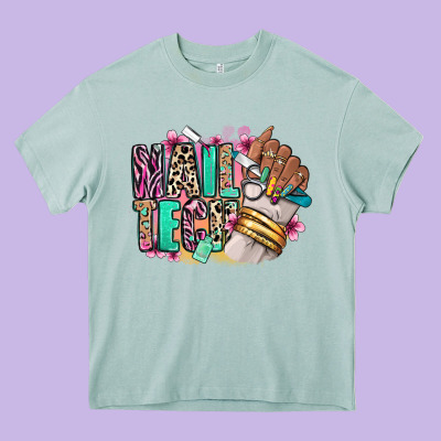 Heavy Core Tee Nail Tech afro nail art