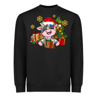 Black little cute christmas cow Heavyweight Sweatshirt - AdoDesignShop