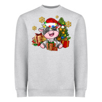 Heather Grey little cute christmas cow Heavyweight Sweatshirt - AdoDesignShop