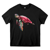 Black sea turtle pink glitter Heavy Core Tee - Artiststas