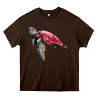 Chocolate Brown sea turtle pink glitter Heavy Core Tee - Artiststas