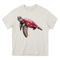 Cream sea turtle pink glitter Heavy Core Tee - Artiststas