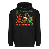 Black Rockin' Around The Christmas Tree Heavyweight Hoodie - BundleAndBundleShop