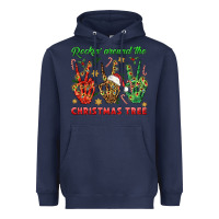 Navy Rockin' Around The Christmas Tree Heavyweight Hoodie - BundleAndBundleShop