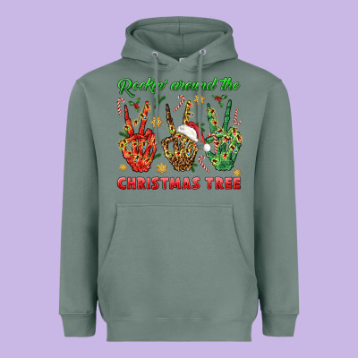 Rockin' Around The Christmas Tree Heavyweight Hoodie Designed By Bundleandbundleshop